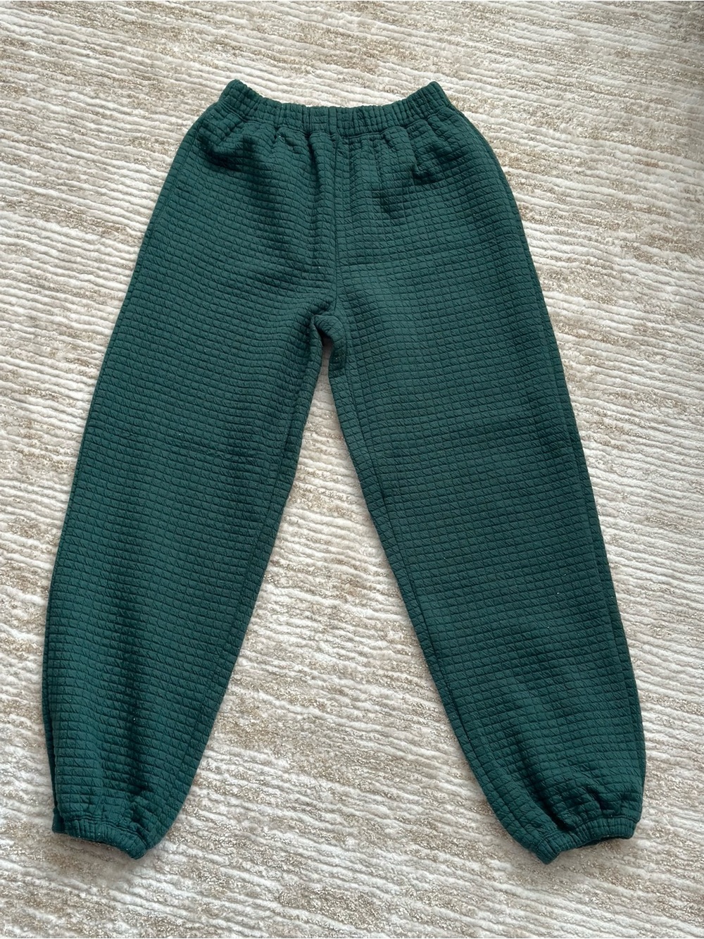 Princess Polly Dark Green Quilted Jogger Pants